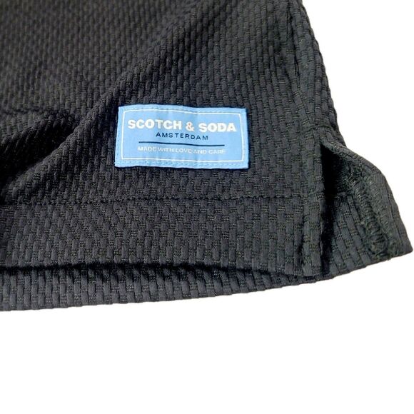 Scotch & Soda Men's Amsterdam Textured Knit Button Up Shirt Relaxed Black Size M - Picture 9 of 16
